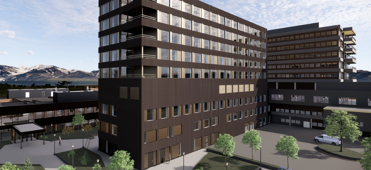 fasadeillustrasjon av eit bygg